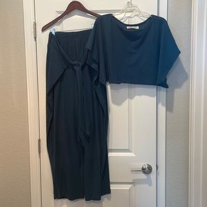 Free People Beach set. Cropped top with elastic waist pant, tie waist.